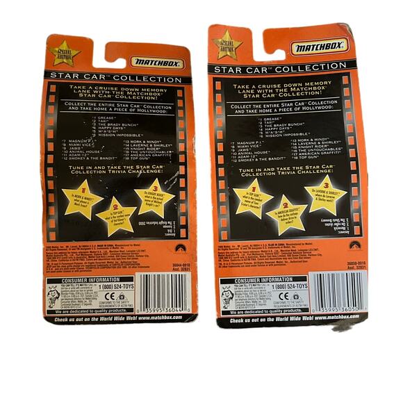 New in Package New Old Stock Lot of 2 Matchbox Star Cars Mork & Mindy/Top Gun - Picture 2 of 2